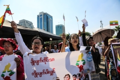 Nationalist supporters gather in Yangon