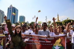 Nationalist supporters gather in Yangon