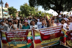 Nationalist supporters gather in Yangon