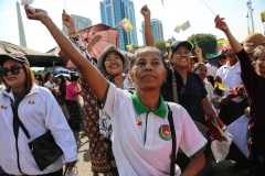 Nationalist supporters gather in Yangon