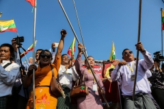 Nationalist supporters gather in Yangon